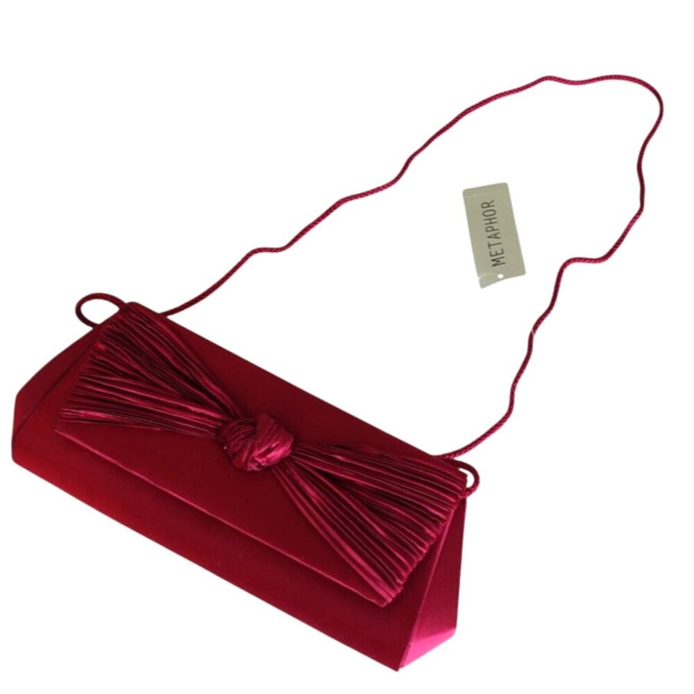 JULY SALE 🍒 Metaphor cherry satin evening clutch with corded strap purse NWT
